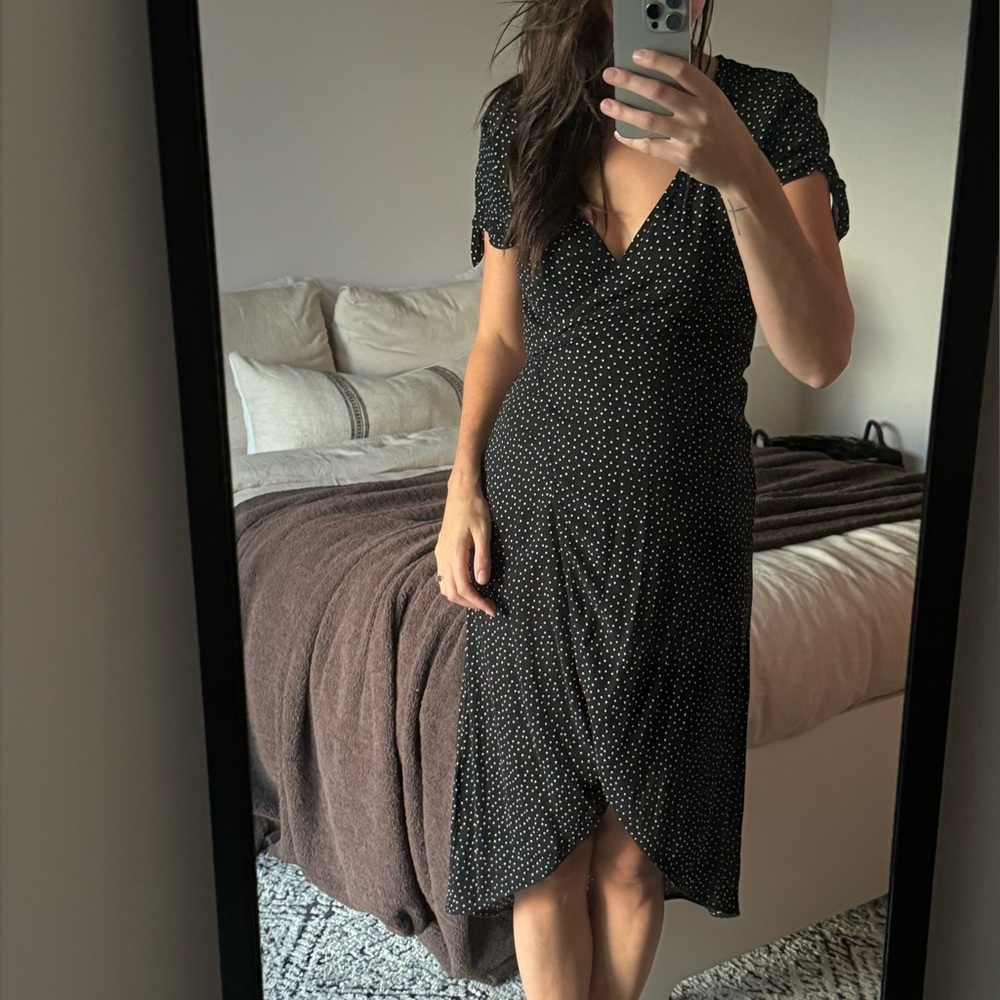 H&M black polka dot wrap dress